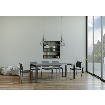 Tecno Evolution console table with anthracite legs and frame - Tecno Small Evolution extendable console table 90x40/196 cm with white ash frame and anthracite legs