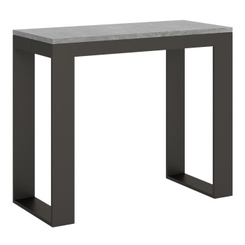 Tecno Evolution console table with anthracite legs and frame - Tecno Small Evolution extendable console table 90x40/196 cm with white ash frame and anthracite legs