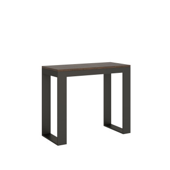 Tecno Evolution console table with anthracite legs and frame - Tecno Small Evolution extendable console table 90x40/196 cm with white ash frame and anthracite legs