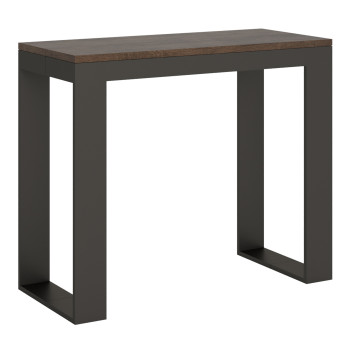 Tecno Evolution console table with anthracite legs and frame - Tecno Small Evolution extendable console table 90x40/196 cm with white ash frame and anthracite legs