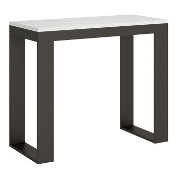 Tecno Evolution console table with anthracite legs and frame - Tecno Small Evolution extendable console table 90x40/196 cm with white ash frame and anthracite legs