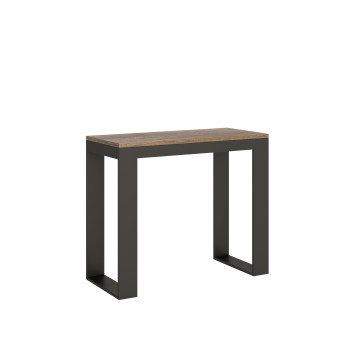 Tecno Evolution console table with anthracite legs and frame - Tecno Small Evolution extendable console table 90x40/196 cm with white ash frame and anthracite legs