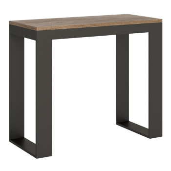 Tecno Evolution console table with anthracite legs and frame - Tecno Small Evolution extendable console table 90x40/196 cm with white ash frame and anthracite legs