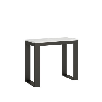 Tecno Evolution console table with anthracite legs and frame - Tecno Small Evolution extendable console table 90x40/196 cm with white ash frame and anthracite legs