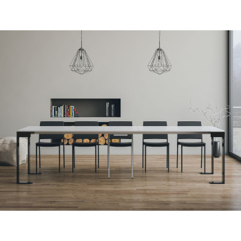 Tecno Evolution console table with anthracite legs and frame - Extendable console table 90x40/300 cm Tecno Evolution white ash with anthracite frame and legs