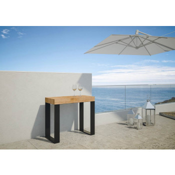 Tecno console table with anthracite legs - Tecno Small extendable console table 90x40/190 cm, stained fir, anthracite legs