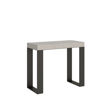 Tecno console table with anthracite legs - Tecno Small extendable console table 90x40/196 cm with white ash and anthracite legs
