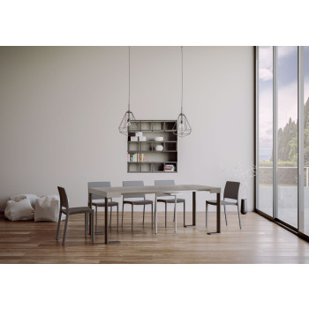 Tecno console table with anthracite legs - Tecno Small extendable console table 90x40/196 cm with white ash and anthracite legs