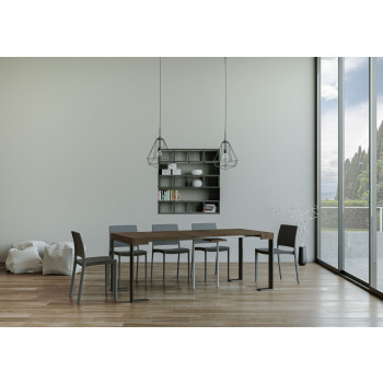 Tecno console table with anthracite legs - Tecno extendable console table 90x40/300 cm white ash with anthracite legs