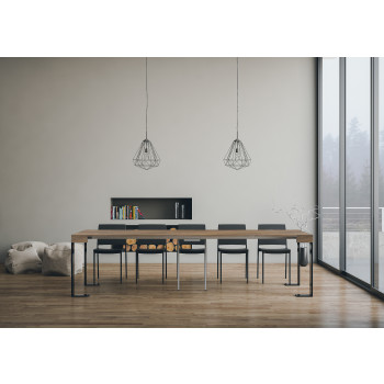 Tecno console table with anthracite legs - Tecno extendable console table 90x40/300 cm white ash with anthracite legs