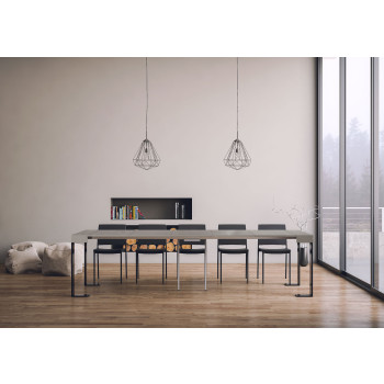 Tecno console table with anthracite legs - Tecno extendable console table 90x40/300 cm white ash with anthracite legs