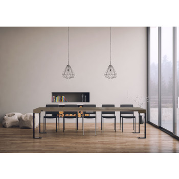 Tecno console table with anthracite legs - Tecno extendable console table 90x40/300 cm white ash with anthracite legs