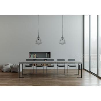Tecno console table with anthracite legs - Tecno Premium extendable console table 90x40/300 cm in natural oak with anthracite legs