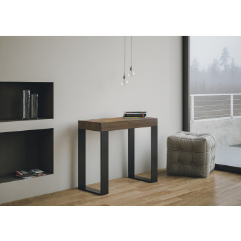 Tecno console table with anthracite legs - Tecno Premium extendable console table 90x40/300 cm in natural oak with anthracite legs