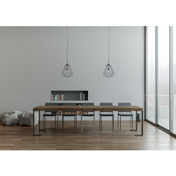 Tecno console table with anthracite legs - Tecno Premium extendable console table 90x40/300 cm in natural oak with anthracite legs