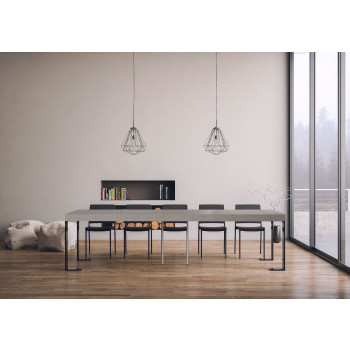 Tecno console table with anthracite legs - Tecno Premium extendable console table 90x40/300 cm in natural oak with anthracite legs