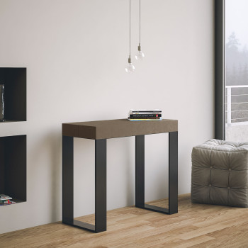 Tecno console table with anthracite legs - Tecno Premium extendable console table 90x40/300 cm in natural oak with anthracite legs