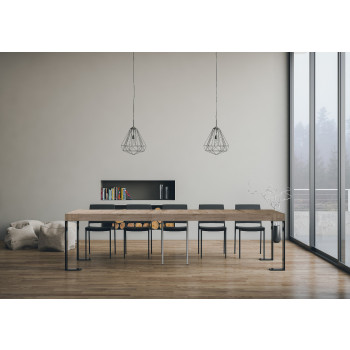 Tecno console table with anthracite legs - Tecno Premium extendable console table 90x40/300 cm in natural oak with anthracite legs