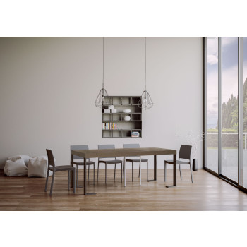 Tecno console table with anthracite legs - Tecno Premium extendable console table 90x40/300 cm in natural oak with anthracite legs