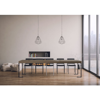 Tecno console table with anthracite legs - Tecno Premium extendable console table 90x40/300 cm in natural oak with anthracite legs