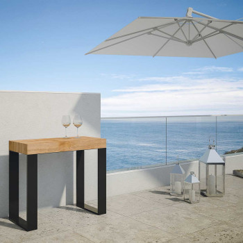 Tecno console table with anthracite legs - Tecno Premium extendable console table 90x40/300 cm in natural oak with anthracite legs