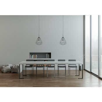 Tecno console table with anthracite legs - Tecno Premium extendable console table 90x40/300 cm in natural oak with anthracite legs