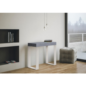 Tecno console table with white legs - Extendable console table 90x40/196 cm Tecno Small white ash with white legs