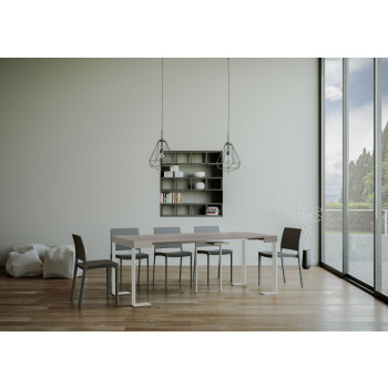 Tecno console table with white legs - Extendable console table 90x40/196 cm Tecno Small white ash with white legs