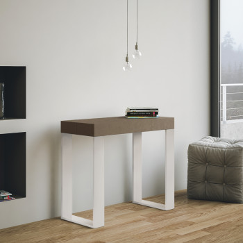 Tecno console table with white legs - Extendable console table 90x40/196 cm Tecno Small white ash with white legs