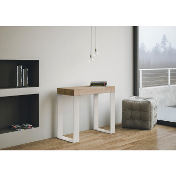 Tecno console table with white legs - Extendable console table 90x40/196 cm Tecno Small white ash with white legs