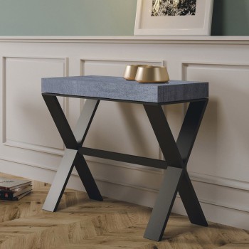 Xenia console table with anthracite frame - Extendable console table 90x40/196 cm Xenia Small White Ash with anthracite frame