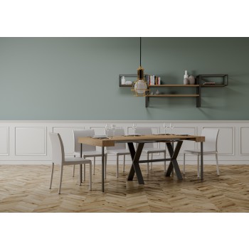 Xenia console table with anthracite frame - Extendable console table 90x40/196 cm Xenia Small White Ash with anthracite frame