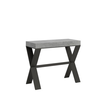 Xenia console table with anthracite frame - Extendable console table 90x40/196 cm Xenia Small White Ash with anthracite frame