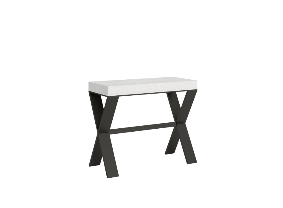 Xenia console table with anthracite frame - Extendable console table 90x40/196 cm Xenia Small White Ash with anthracite frame