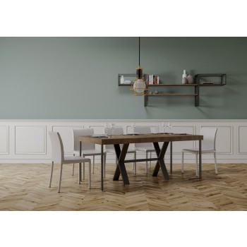 Xenia console table with anthracite frame - Extendable console table 90x40/196 cm Xenia Small Premium Natural Oak with anthracite frame