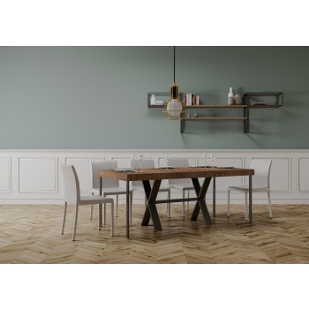 Xenia console table with anthracite frame - Extendable console table 90x40/196 cm Xenia Small Premium Natural Oak with anthracite frame