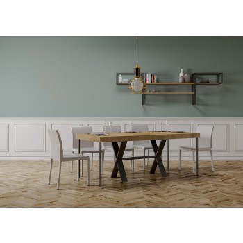 Xenia console table with anthracite frame - Extendable console table 90x40/196 cm Xenia Small Premium Natural Oak with anthracite frame