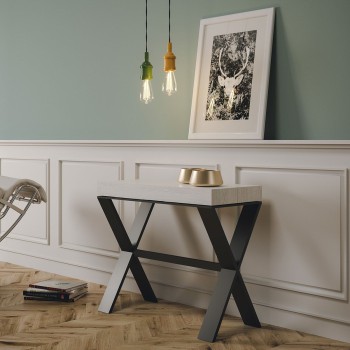 Xenia console table with anthracite frame - Extendable console table 90x40/196 cm Xenia Small Premium Natural Oak with anthracite frame