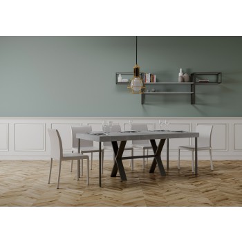 Xenia console table with anthracite frame - Extendable console table 90x40/196 cm Xenia Small Premium Natural Oak with anthracite frame