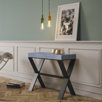 Xenia console table with anthracite frame - Extendable console table 90x40/300 cm Xenia White Ash with anthracite frame