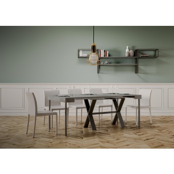 Xenia console table with anthracite frame - Extendable console table 90x40/300 cm Xenia White Ash with anthracite frame