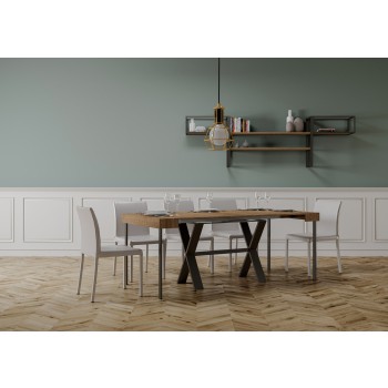 Xenia console table with anthracite frame - Extendable console table 90x40/300 cm Xenia White Ash with anthracite frame