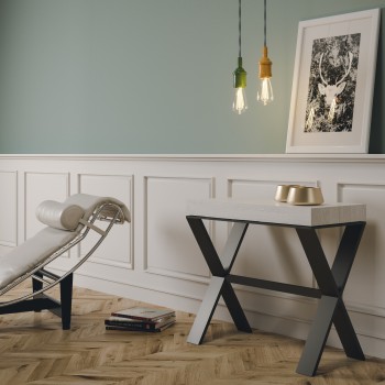 Xenia console table with anthracite frame - Extendable console table 90x40/300 cm Xenia White Ash with anthracite frame