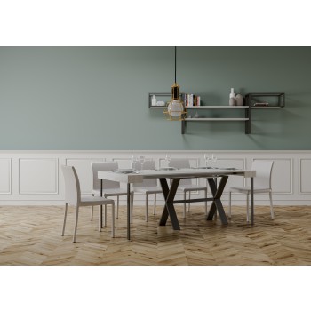 Xenia console table with anthracite frame - Extendable console table 90x40/300 cm Xenia White Ash with anthracite frame