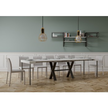 Xenia console table with anthracite frame - Extendable console table 90x40/300 cm Xenia White Ash with anthracite frame