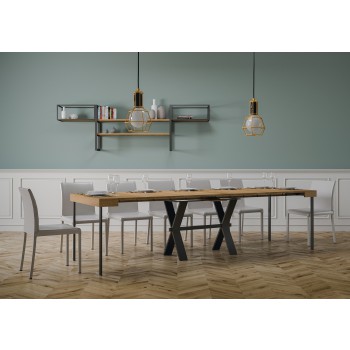 Xenia console table with anthracite frame - Extendable console table 90x40/300 cm Xenia White Ash with anthracite frame