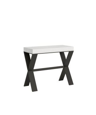 Xenia console table with anthracite frame - Extendable console table 90x40/300 cm Xenia White Ash with anthracite frame
