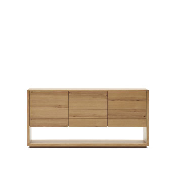 Alguema 3-door sideboard in oak veneer with natural finish, 151 x 73 cm