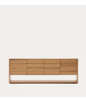 Alguema 4-door sideboard in oak veneer with natural finish, 200 x 74 cm