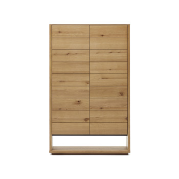 Alguema 2-door high sideboard in oak veneer with natural finish, 100 x 163.5 cm